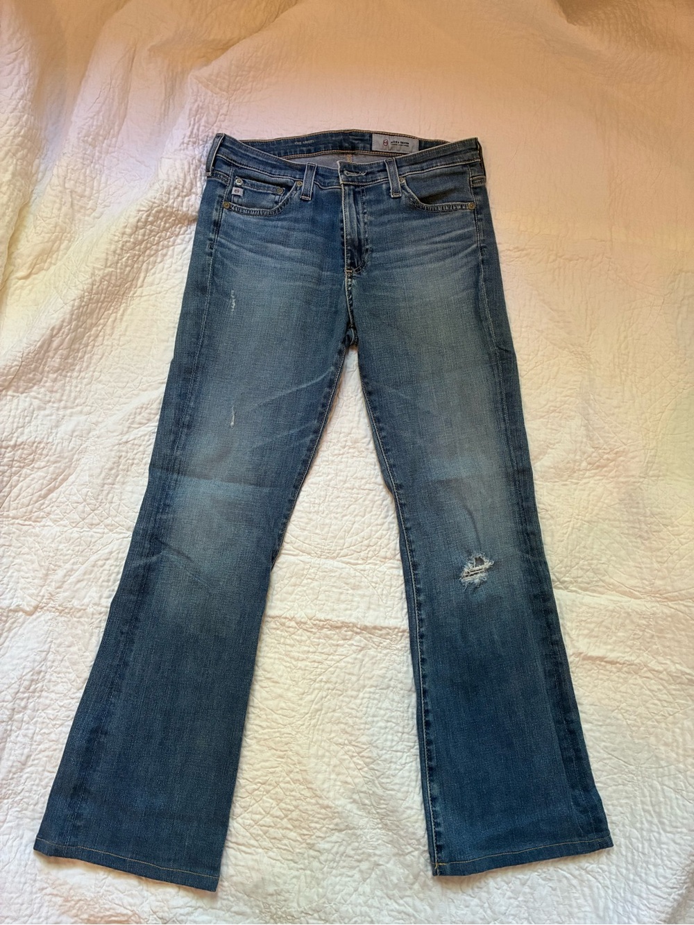 Ag Adriano Goldschmied Women's Flare Jeans - Distressed Medium Blue
